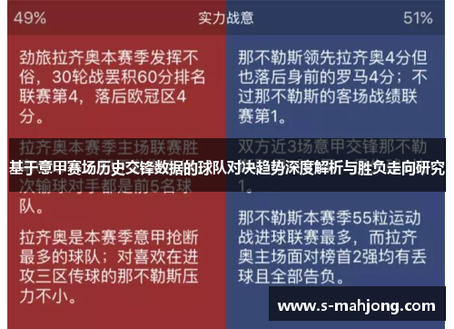 基于意甲赛场历史交锋数据的球队对决趋势深度解析与胜负走向研究